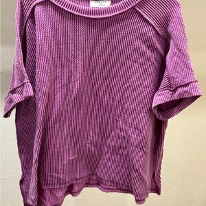 Zenana Ribbed Knit Top in Purple